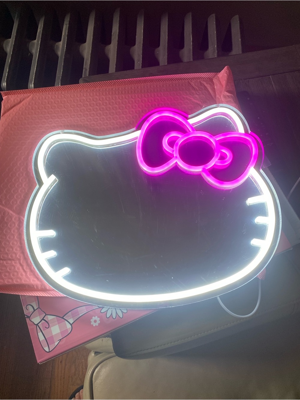 Hello Kitty White & Pink LED Face Mirror - Kids Accessory Wall Decor